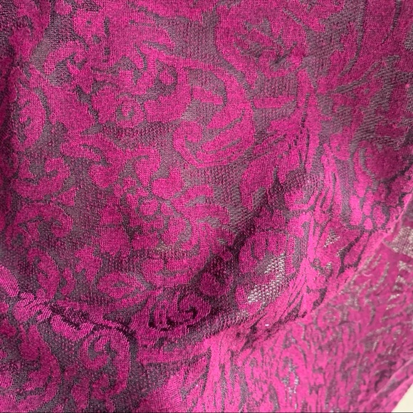 •Sejour• Sheer Lace Print Long Sleeve Burgundy Top - Size 3X - Picture 4 of 9